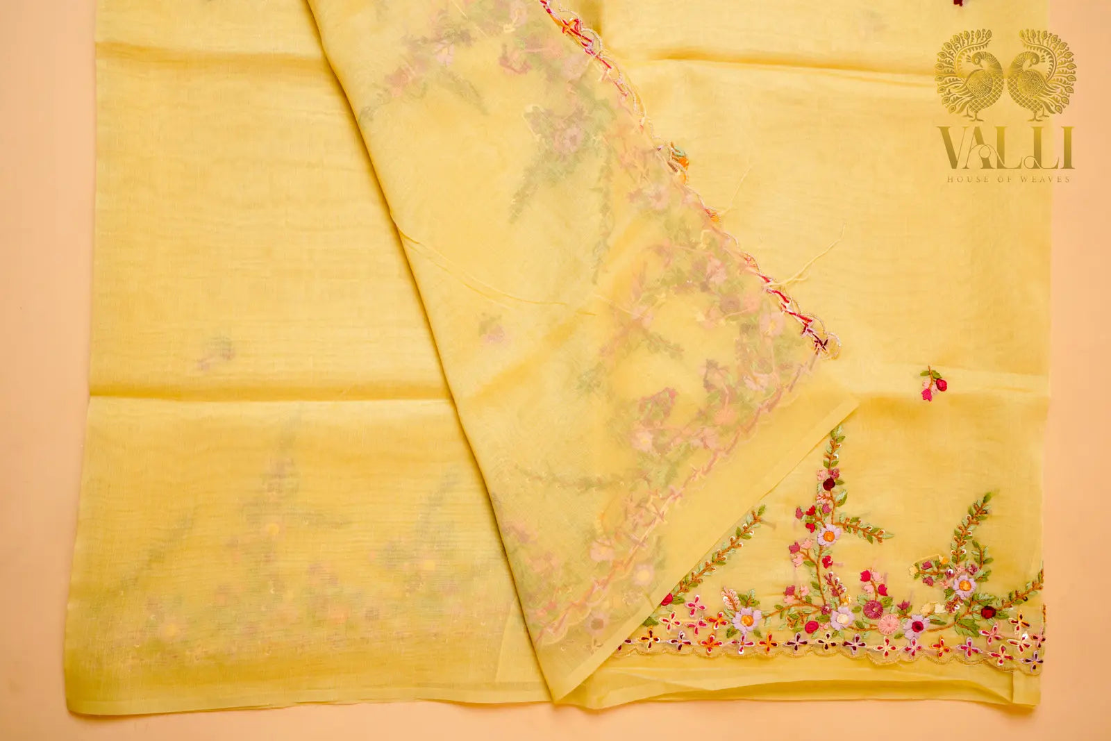 French Knot Embroidery Organza Saree