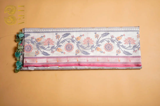 Pure Kora Organza Saree with Paithani & Muniya Border