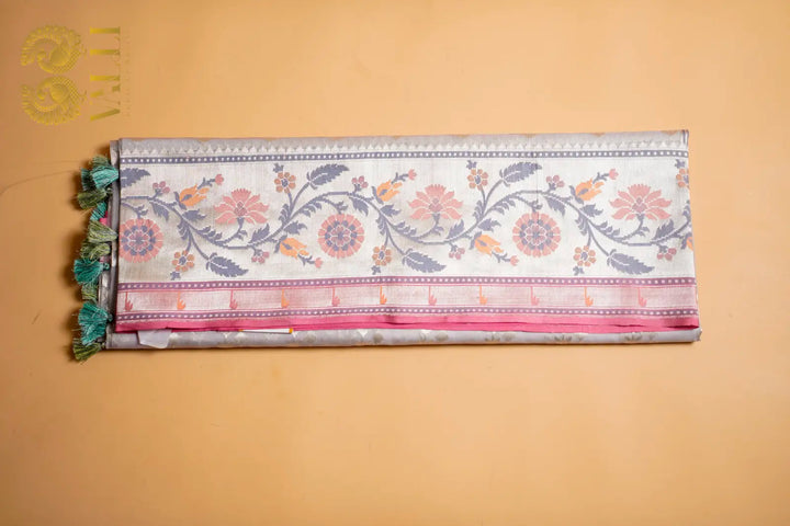 Pure Kora Organza Saree with Paithani & Muniya Border