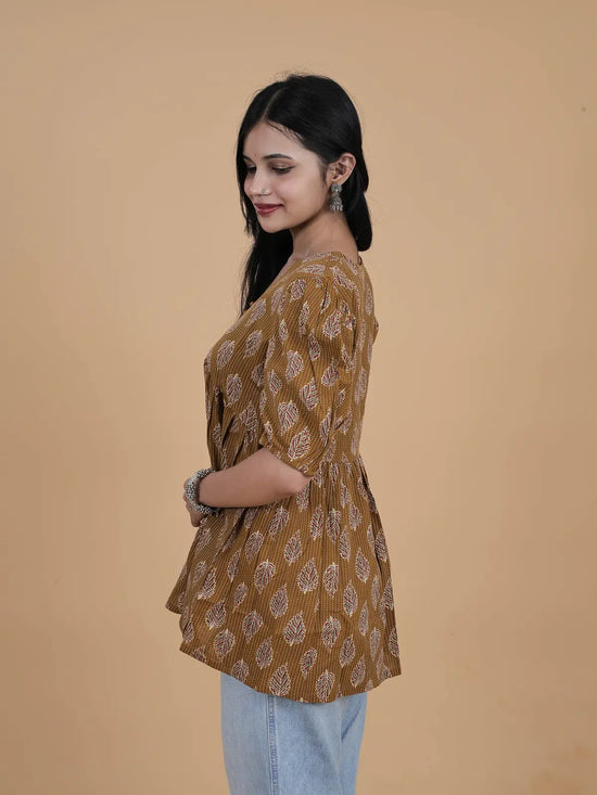 Short Kurti brown leaf