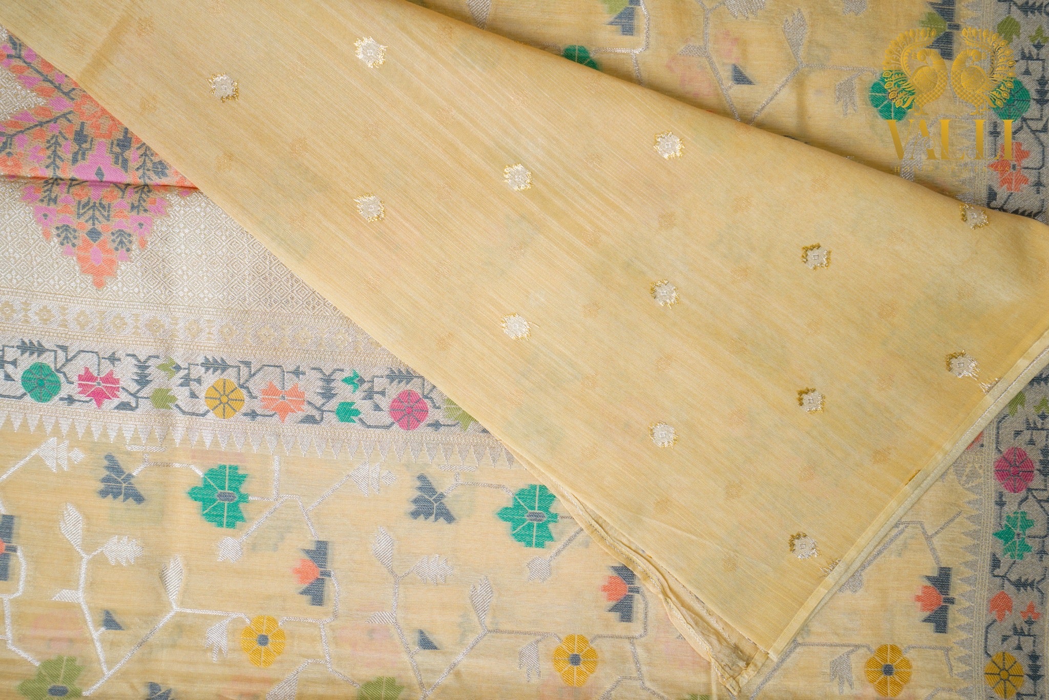 Cream Tussar Georgette Saree with Jamdani Weave