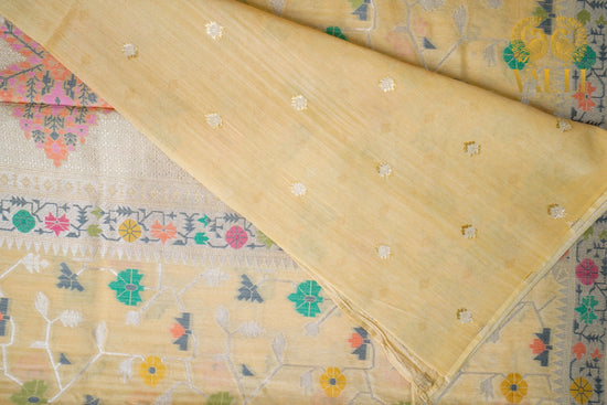 Cream Tussar Georgette Saree with Jamdani Weave