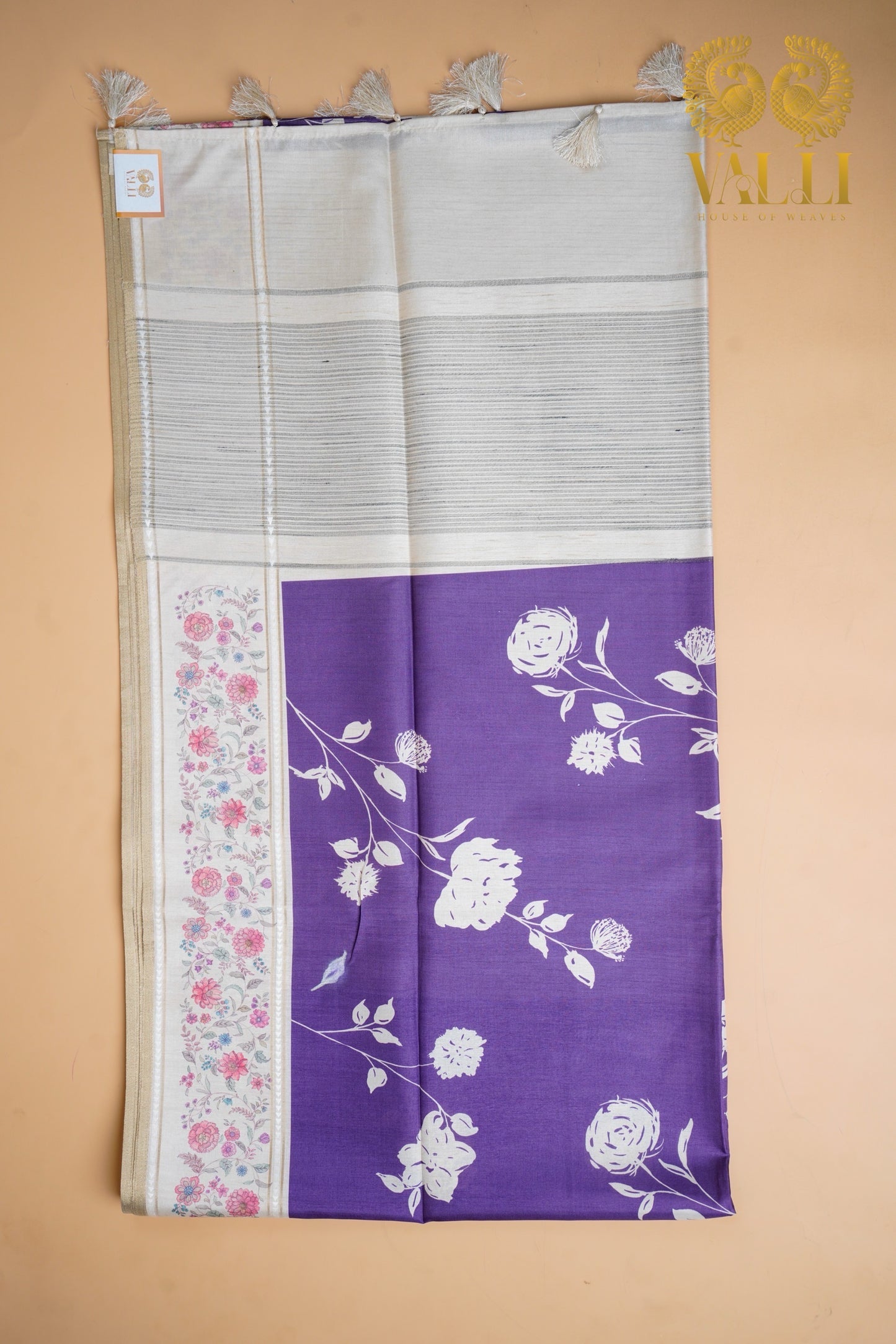 Purple tussar digital print
