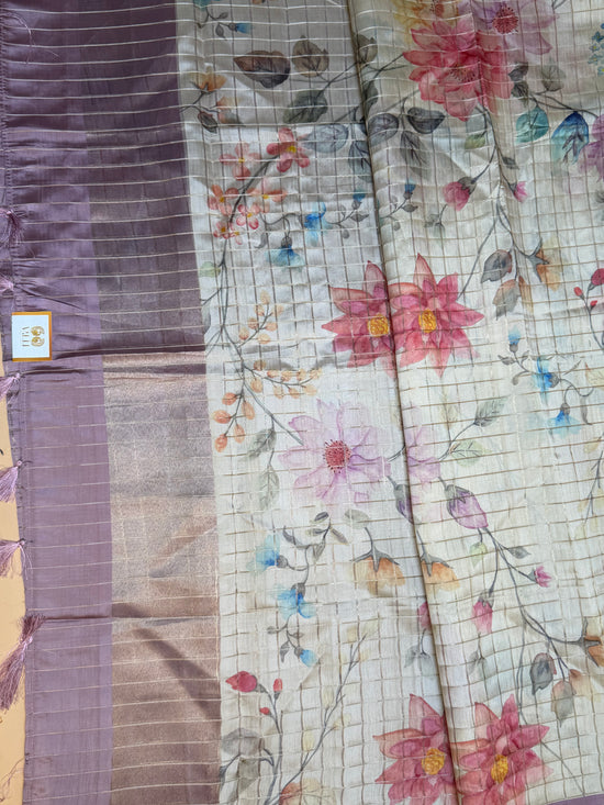 Blush Pink Floral Digital Print Saree