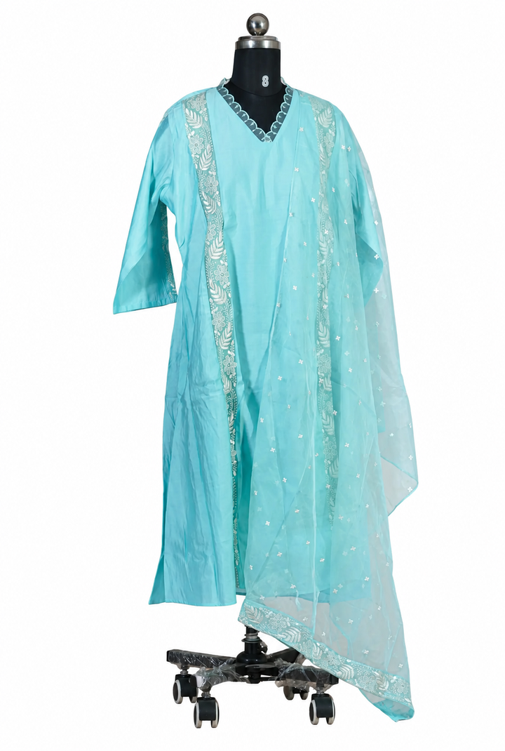 Light Blue Embroidered Buti Salwar Set