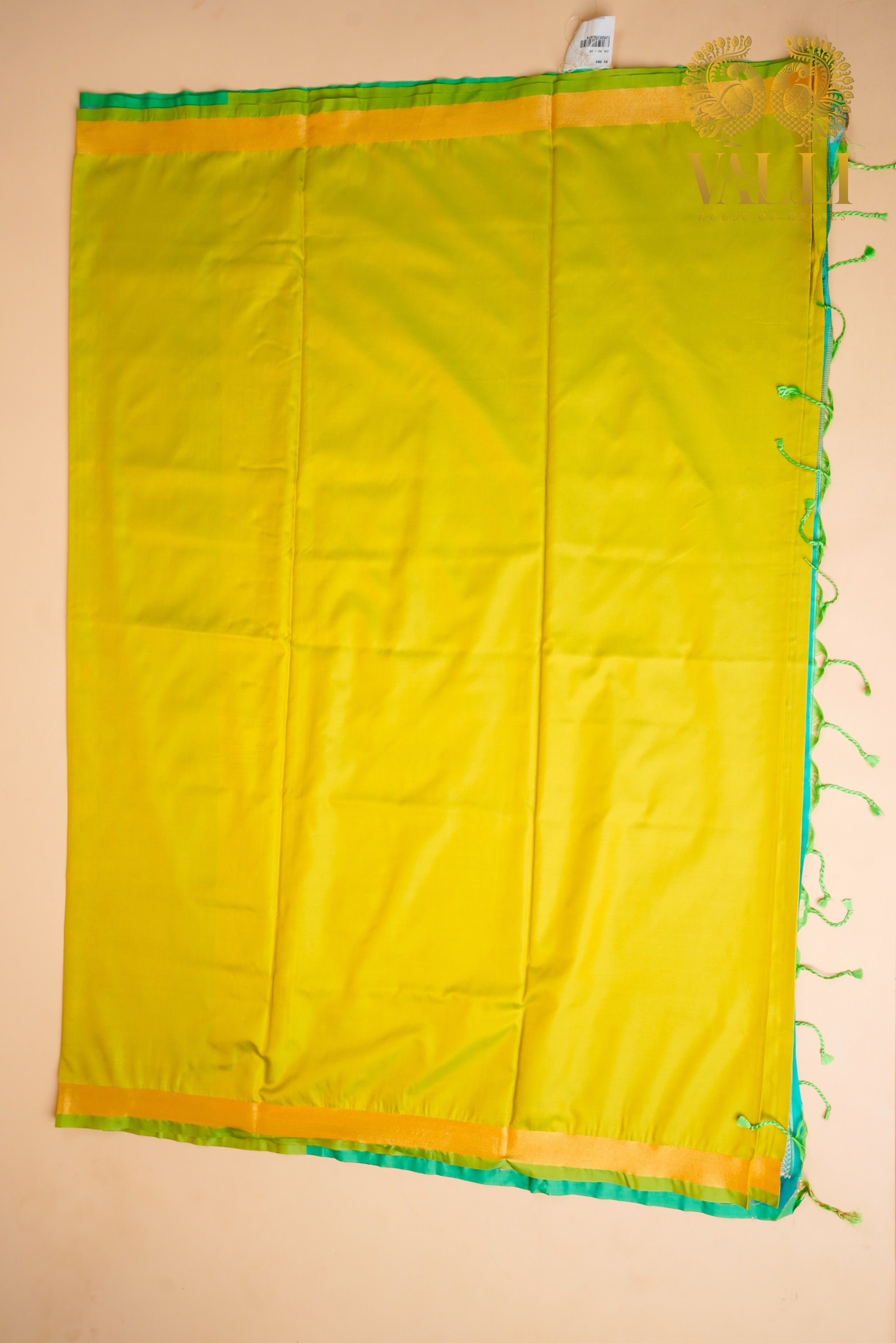 Ikkat Pallu Semi Silk Saree – Yellow Body with Heavy Ikkat Pallu & Pink Brocade Blouse