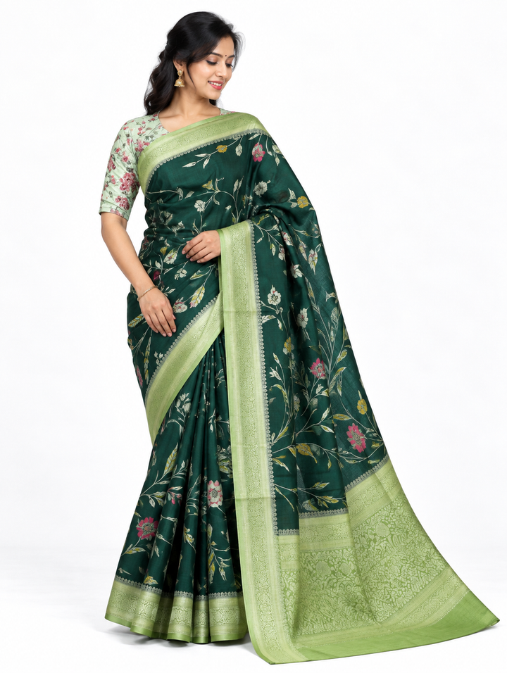 Deep Green Banarasi Georgette Saree