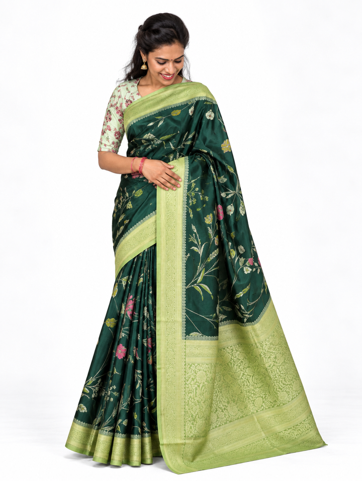 Deep Green Banarasi Georgette Saree