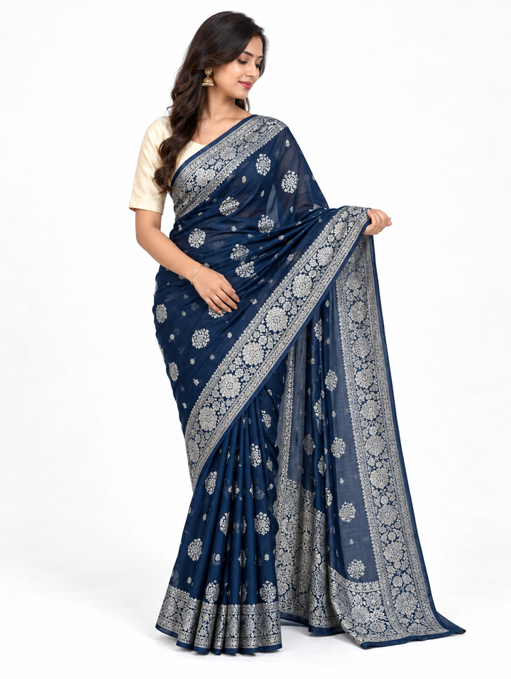 Blue Banarasi Georgette Saree