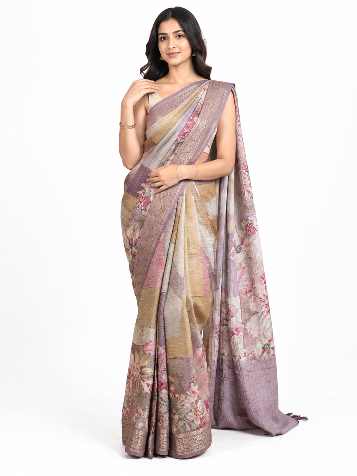 Crush Georgette Digital-Print Saree