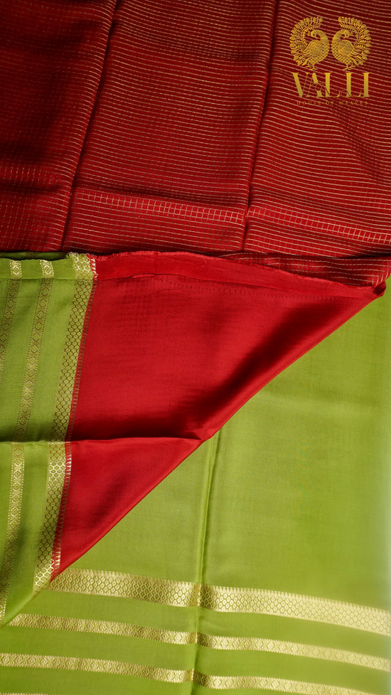 Small checks pure crepe maroon and green