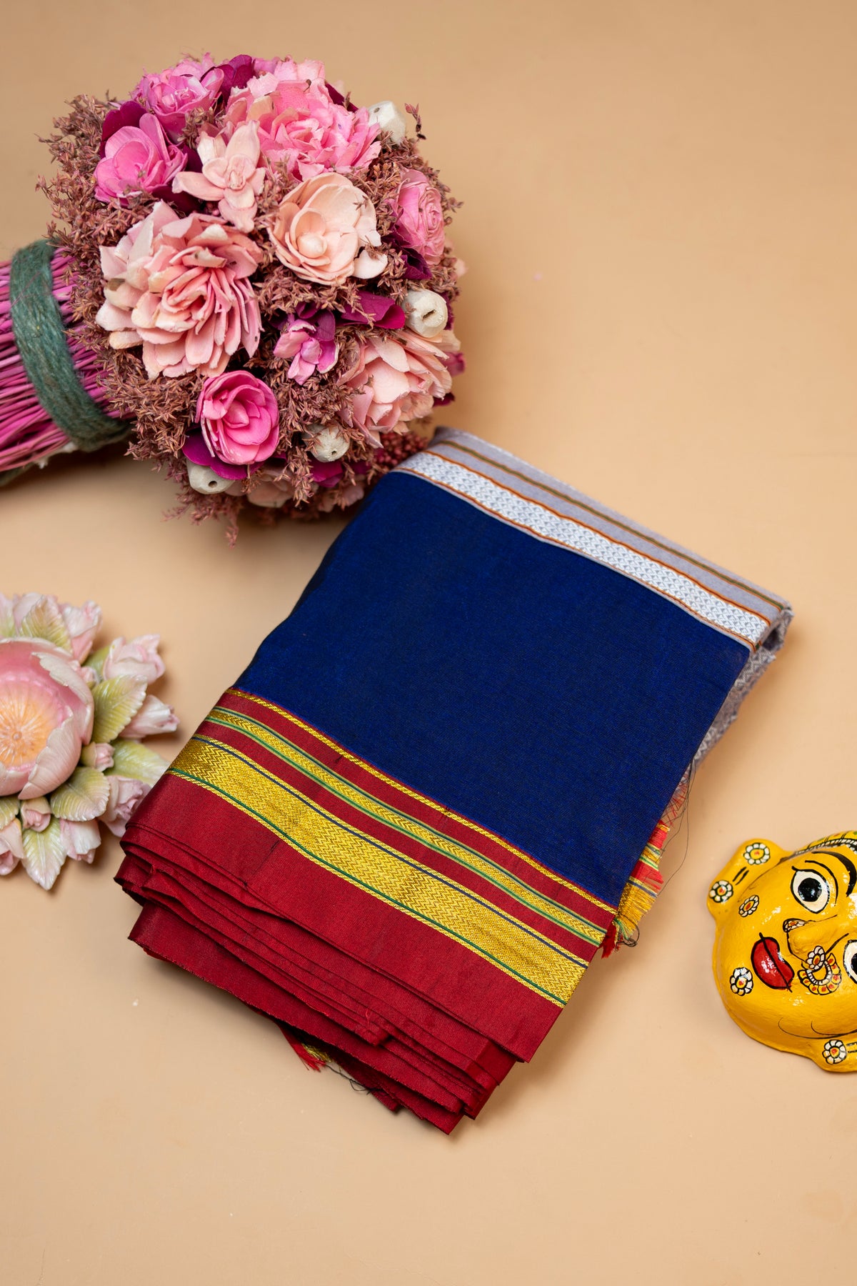 Khana weave Ilkal saree blue
