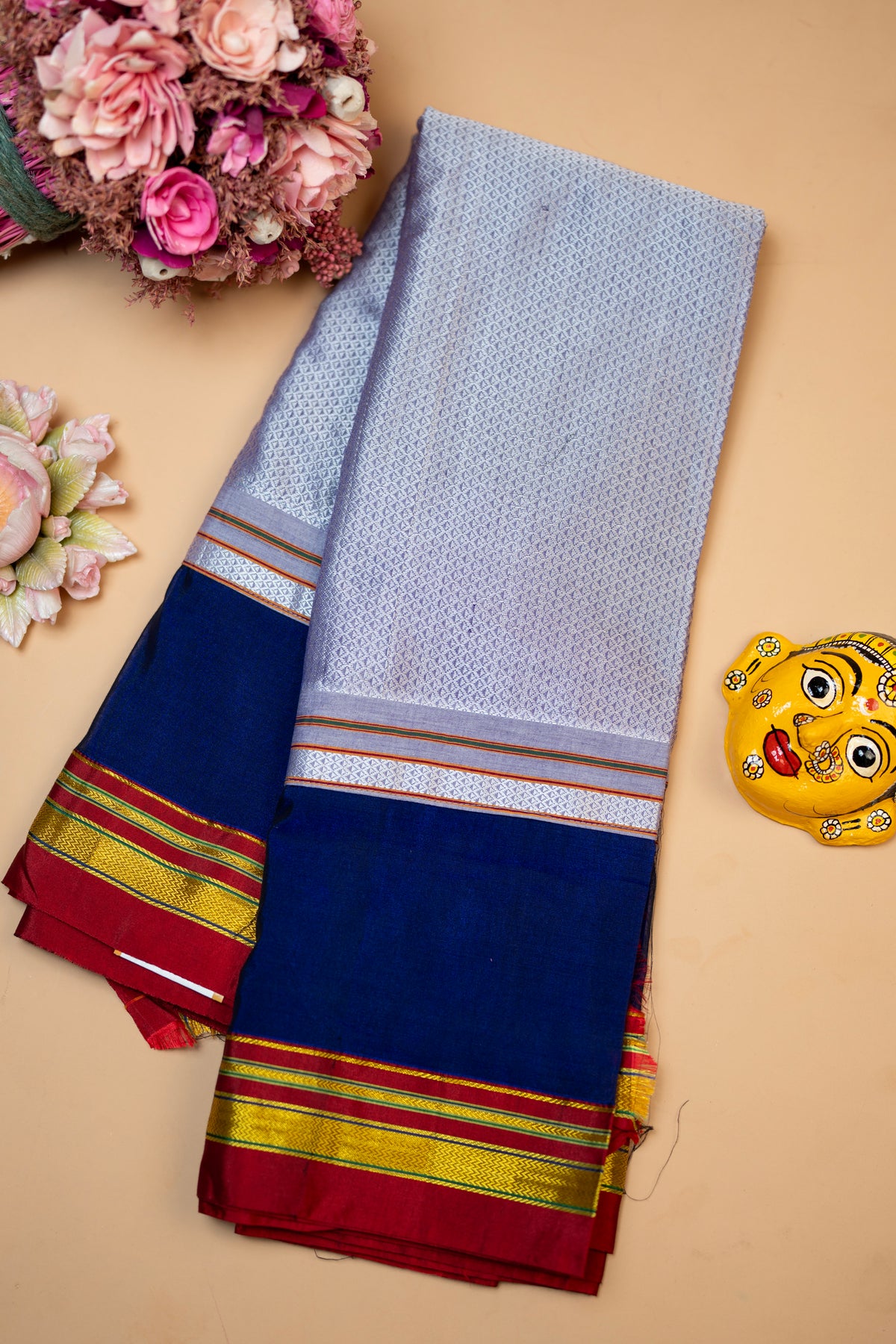 Khana weave Ilkal saree blue
