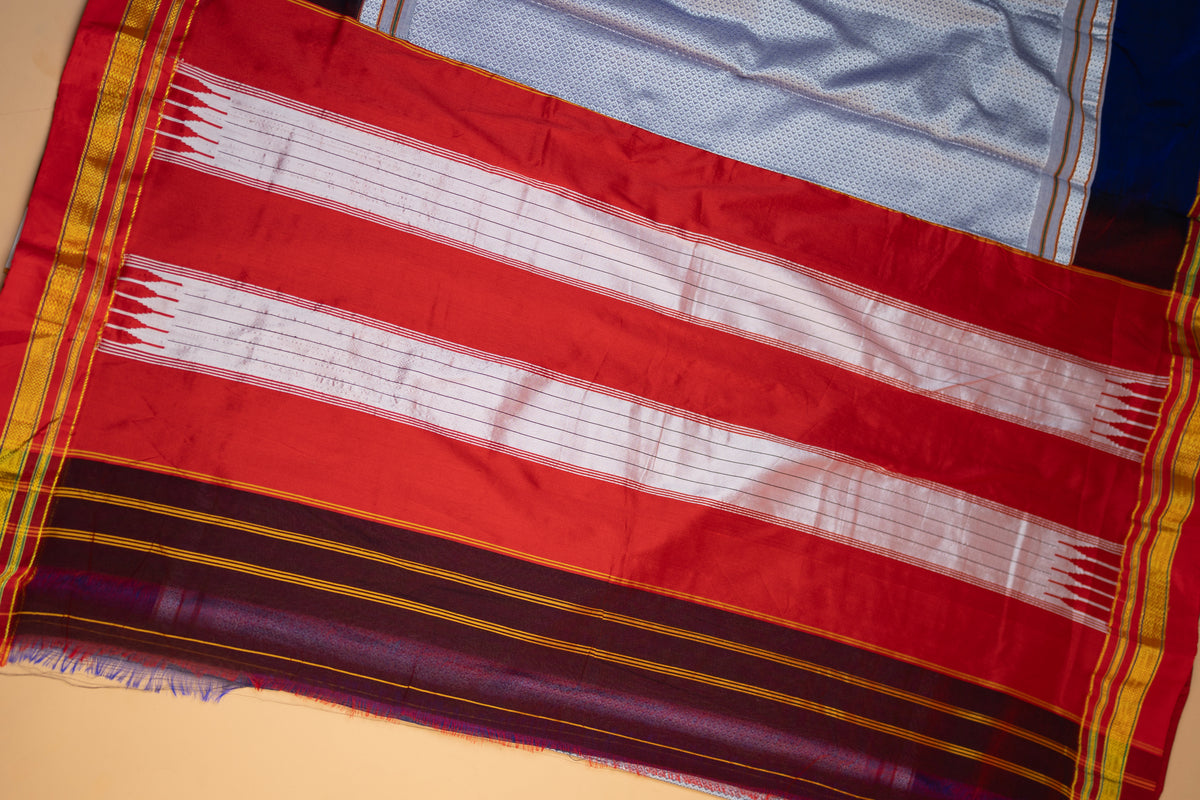 Khana weave Ilkal saree blue