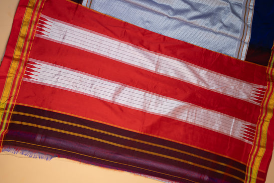 Khana weave Ilkal saree blue