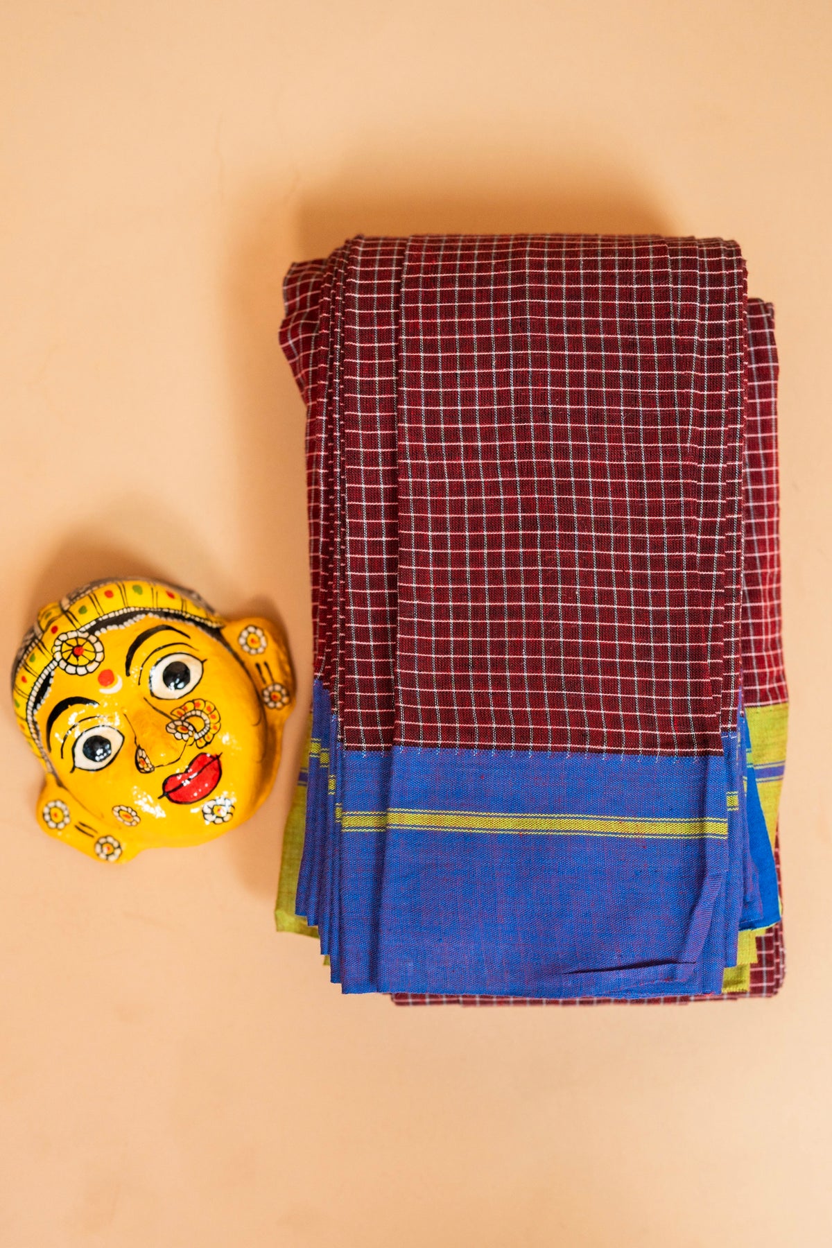 Patteda anchu cotton saree pure Handloom maroon