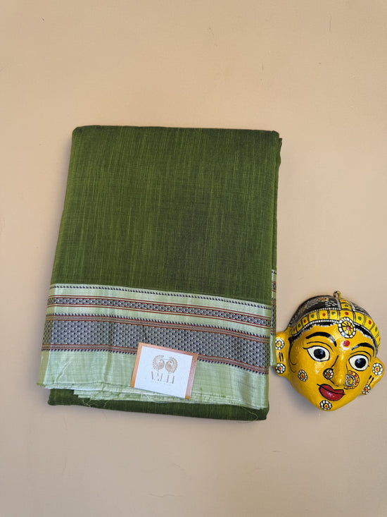 Green Ilkal Handloom Cotton Saree with Tope Pallu