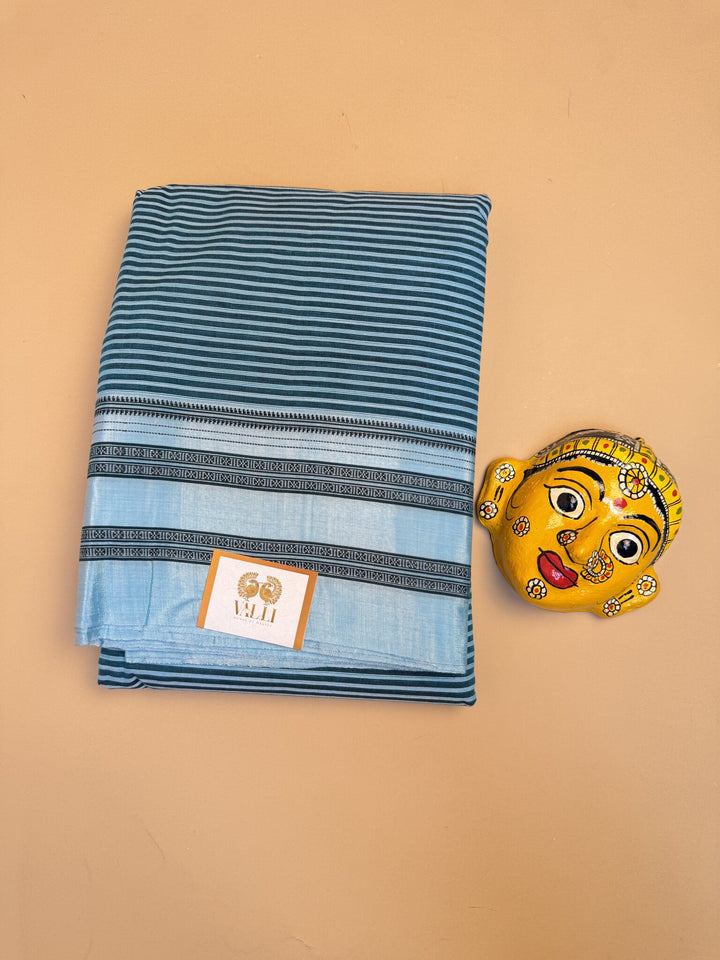 Blue Ilkal Handloom Cotton Saree with Silk Tope Pallu