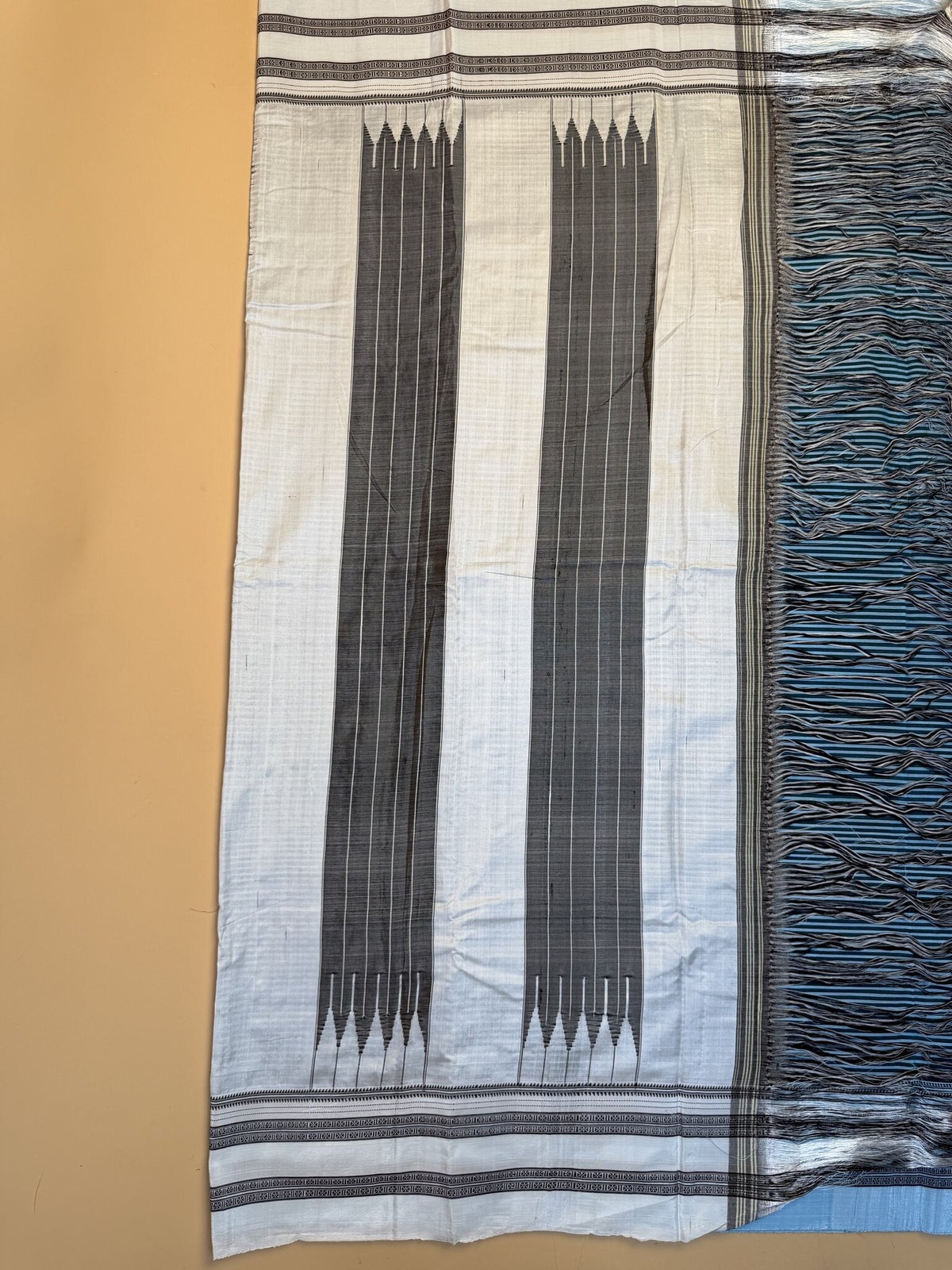 Blue Ilkal Handloom Cotton Saree with Silk Tope Pallu