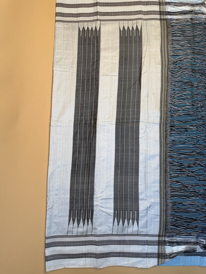 Blue Ilkal Handloom Cotton Saree with Silk Tope Pallu