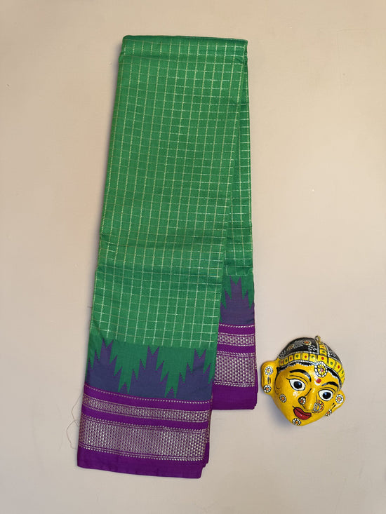 Green & Purple Ilkal Semi-Silk Saree with Tope Pallu