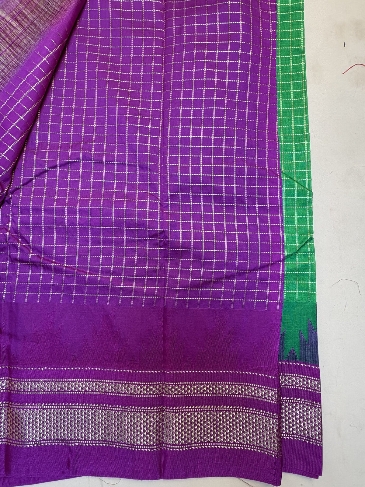 Green & Purple Ilkal Semi-Silk Saree with Tope Pallu