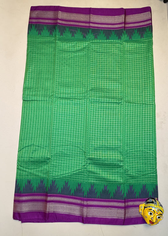 Green & Purple Ilkal Semi-Silk Saree with Tope Pallu
