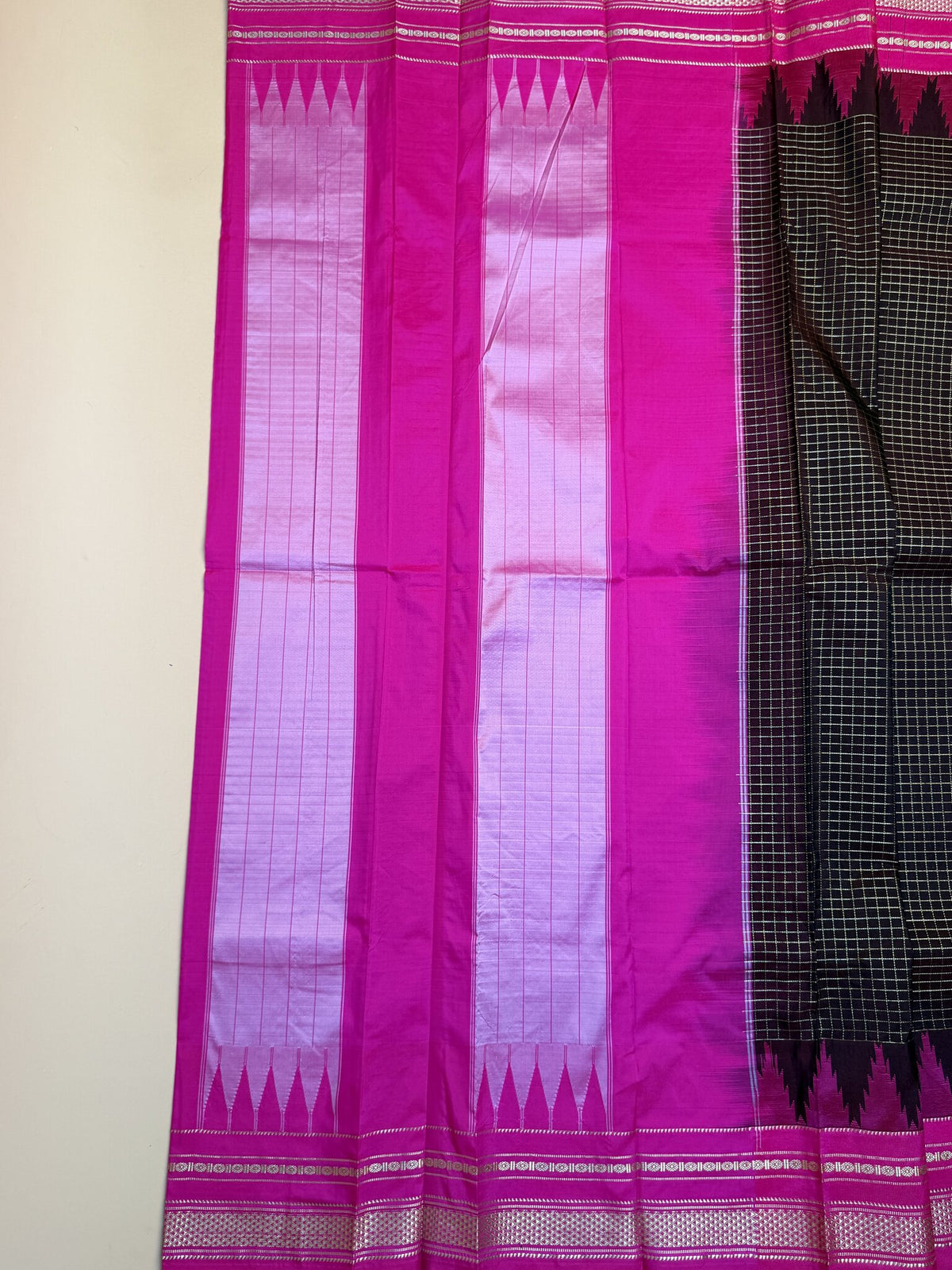 Snuff & Pink Ilkal Semi-Silk Saree with Tope Pallu