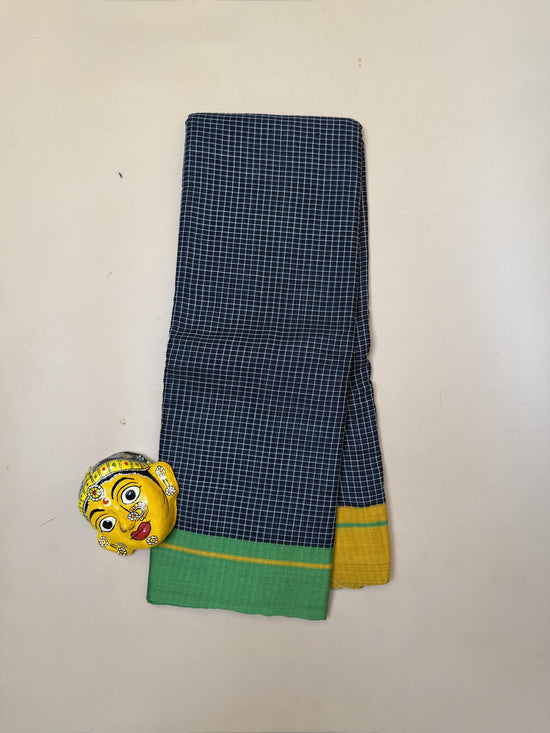 Patteda Anchu Cotton Saree – Yellow with Green Border