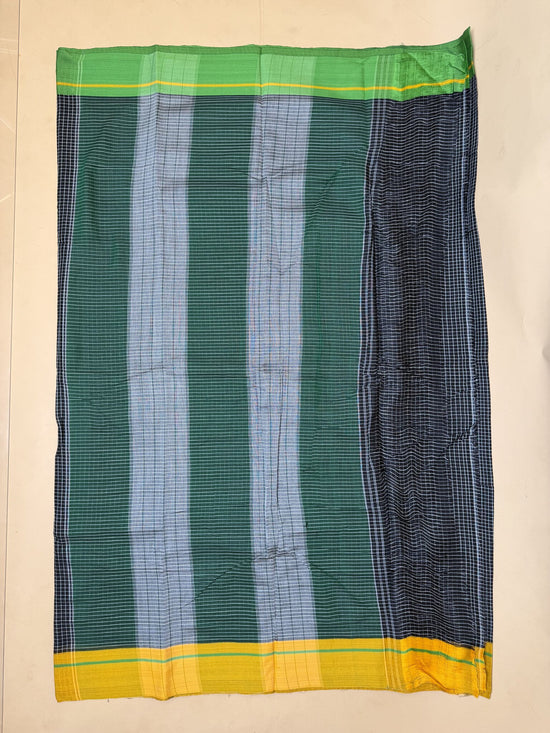 Patteda Anchu Cotton Saree – Yellow with Green Border