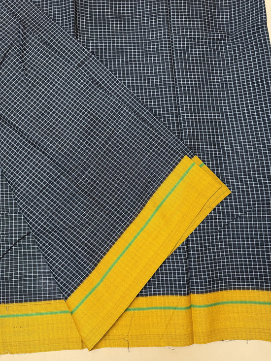 Patteda Anchu Cotton Saree – Yellow with Green Border