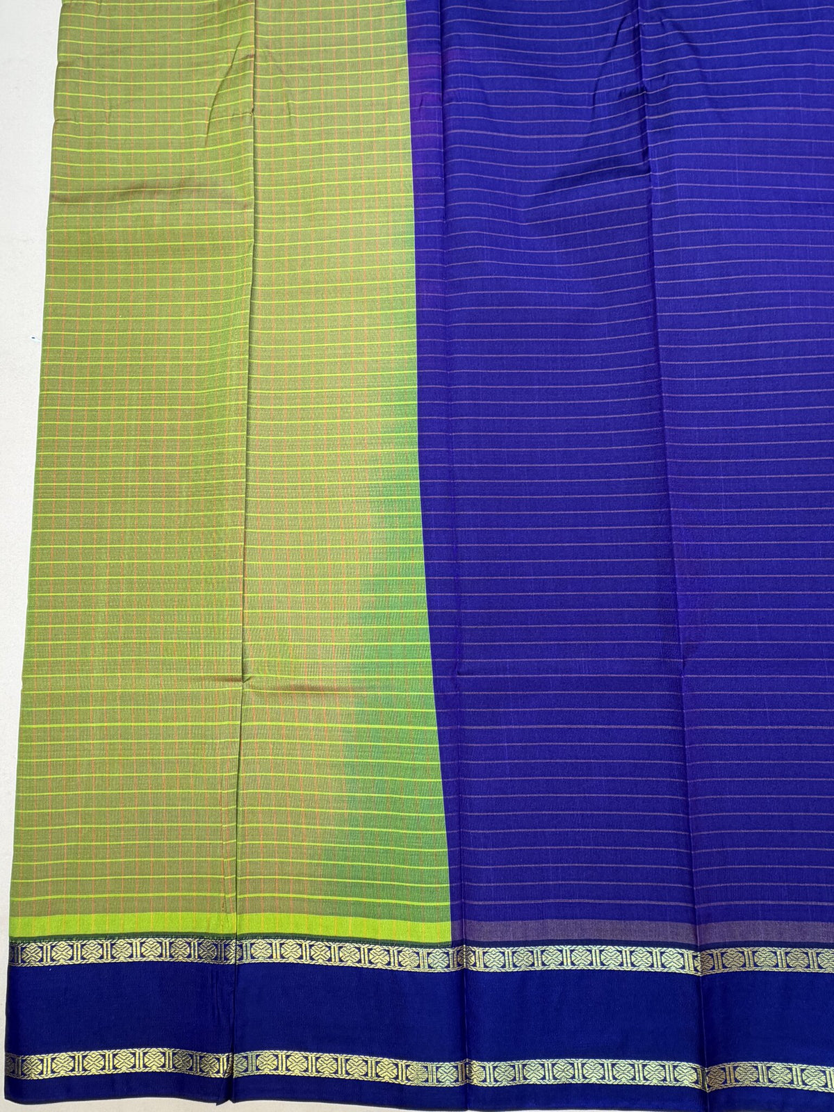 Soft Semi-Silk Saree in Green and Blue