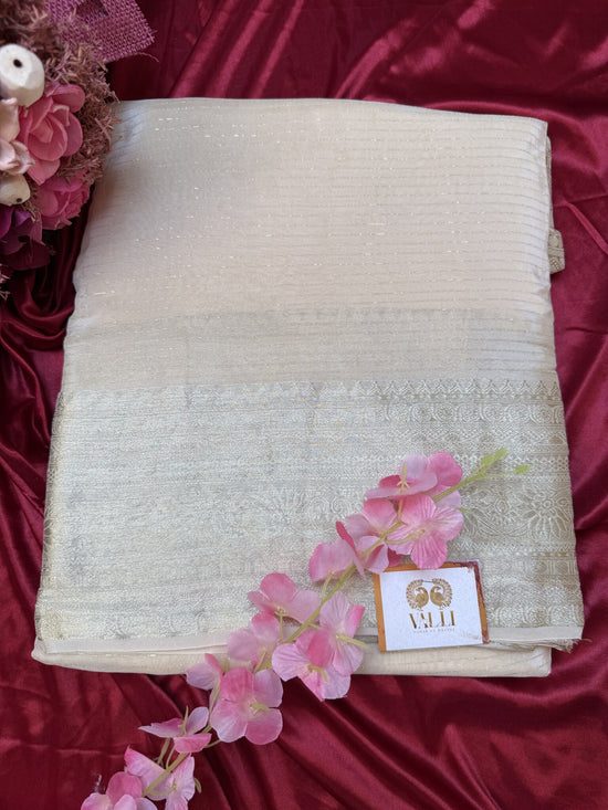 White Chiffon Georgette Saree with Red Blouse