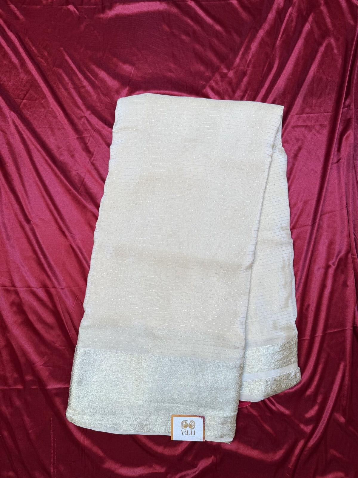 White Chiffon Georgette Saree with Red Blouse