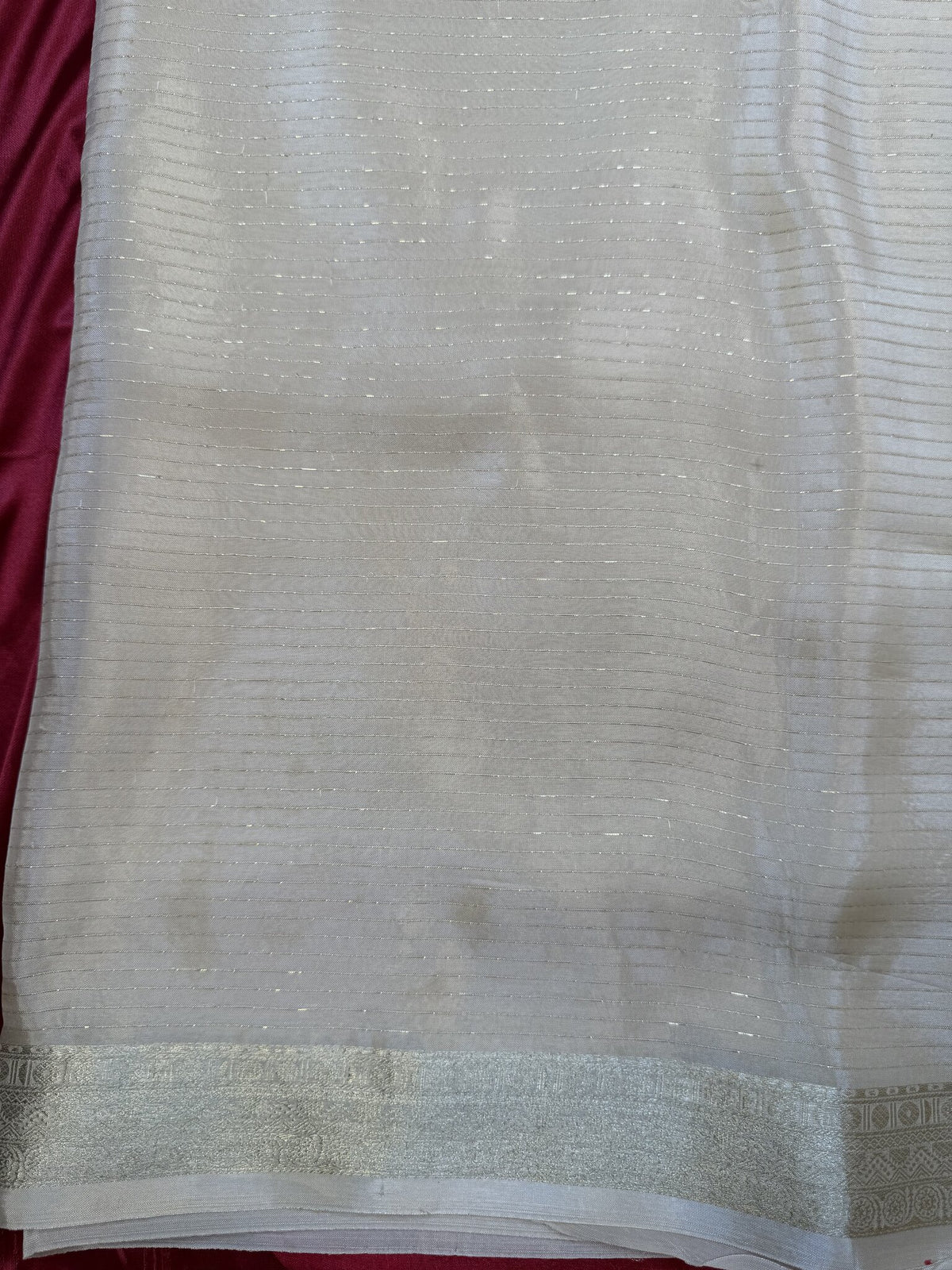 White Chiffon Georgette Saree with Red Blouse