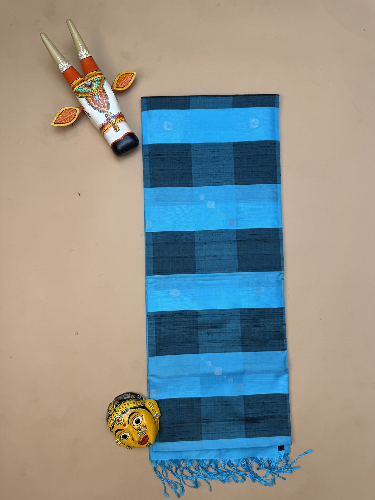 Pure Kanchipuram Blue and Black Silk Saree