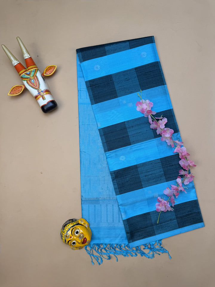 Pure Kanchipuram Blue and Black Silk Saree