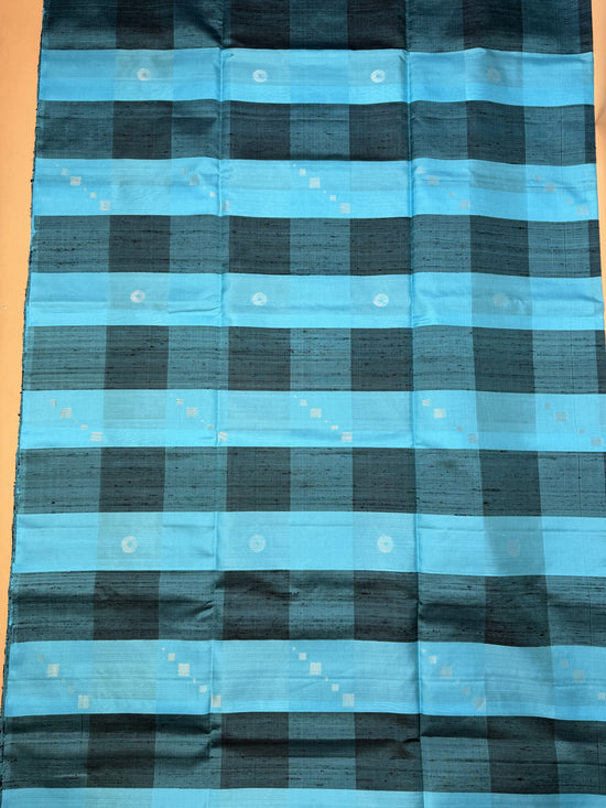 Pure Kanchipuram Blue and Black Silk Saree