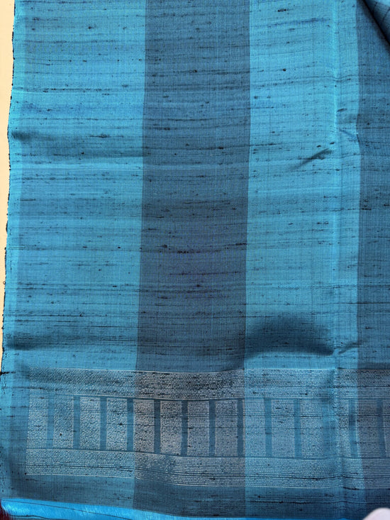 Pure Kanchipuram Blue and Black Silk Saree