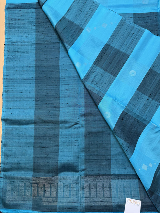 Pure Kanchipuram Blue and Black Silk Saree