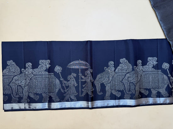 Kanchipuram Handloom Silk Saree in Black with Pure Zari