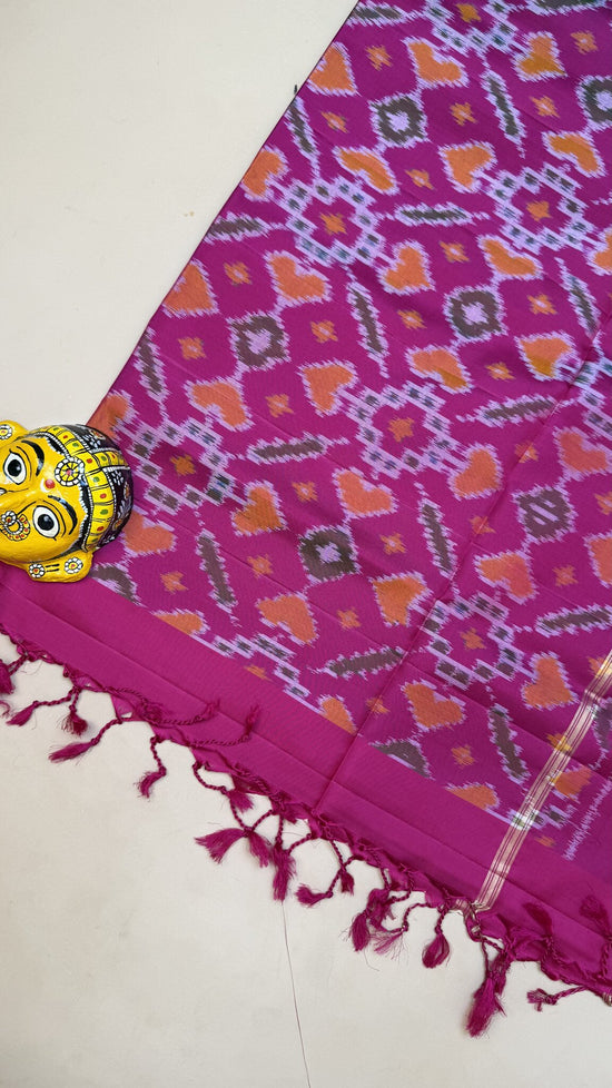 Pure Kanchipuram Pink & Blue Ikkat Weave Saree
