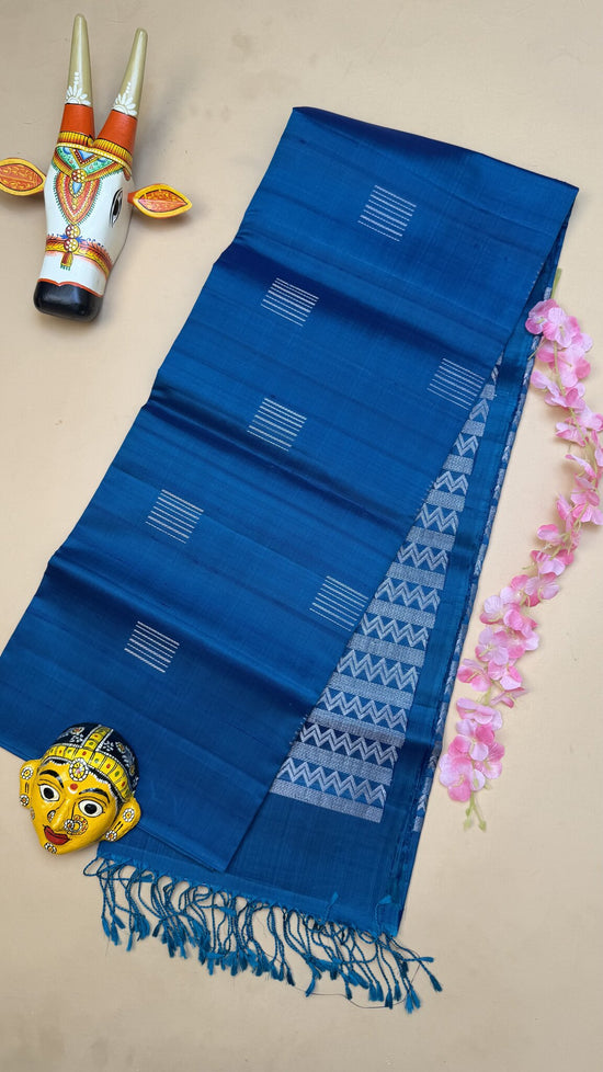 Pure Kanchipuram Blue Silk Saree