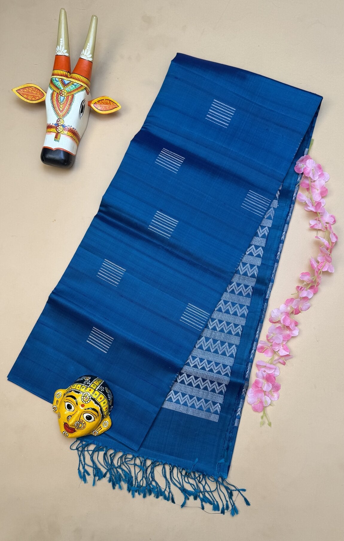 Pure Kanchipuram Blue Silk Saree
