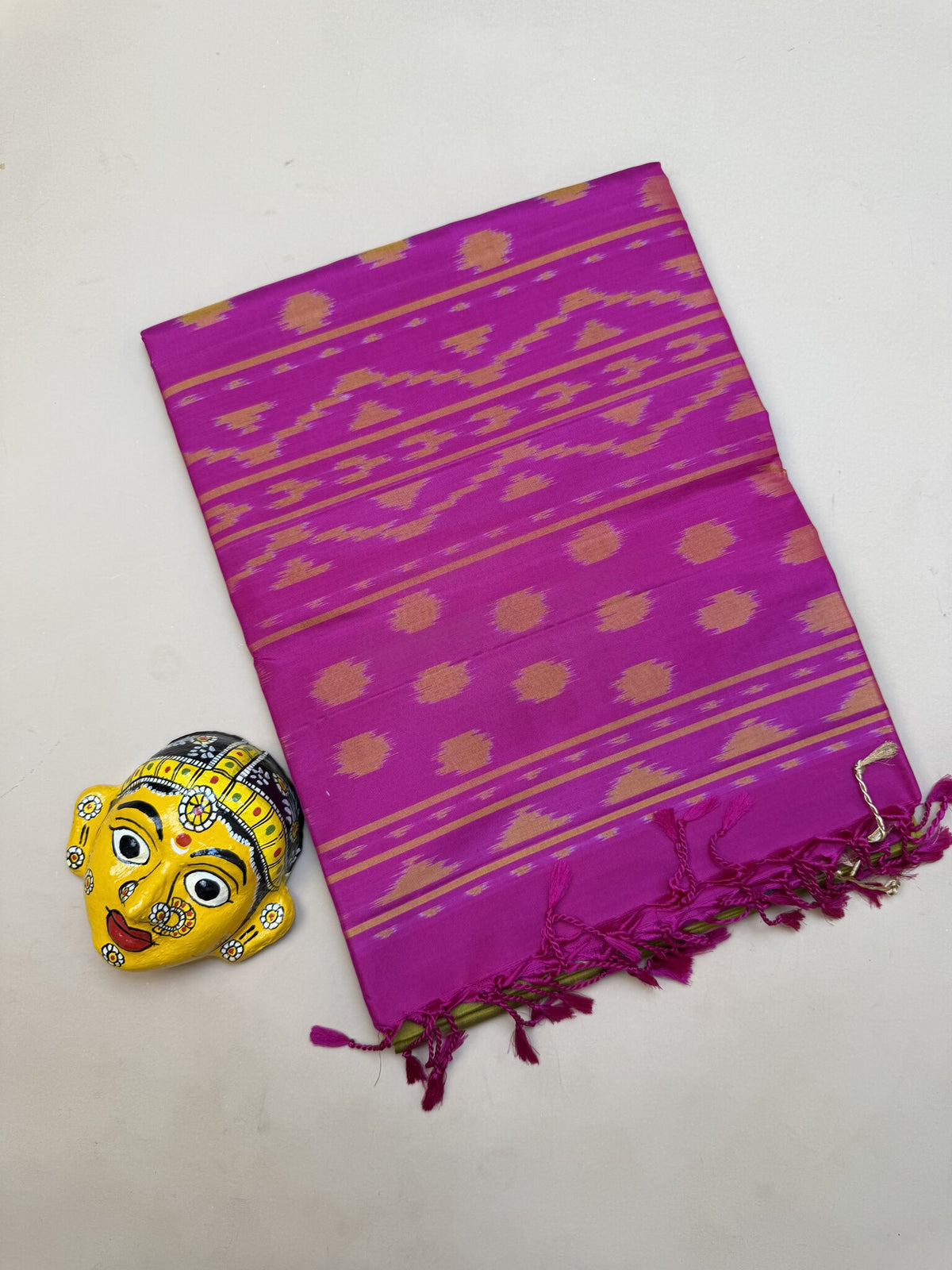 Pochampally Mehendi Green and Rani Pink Saree