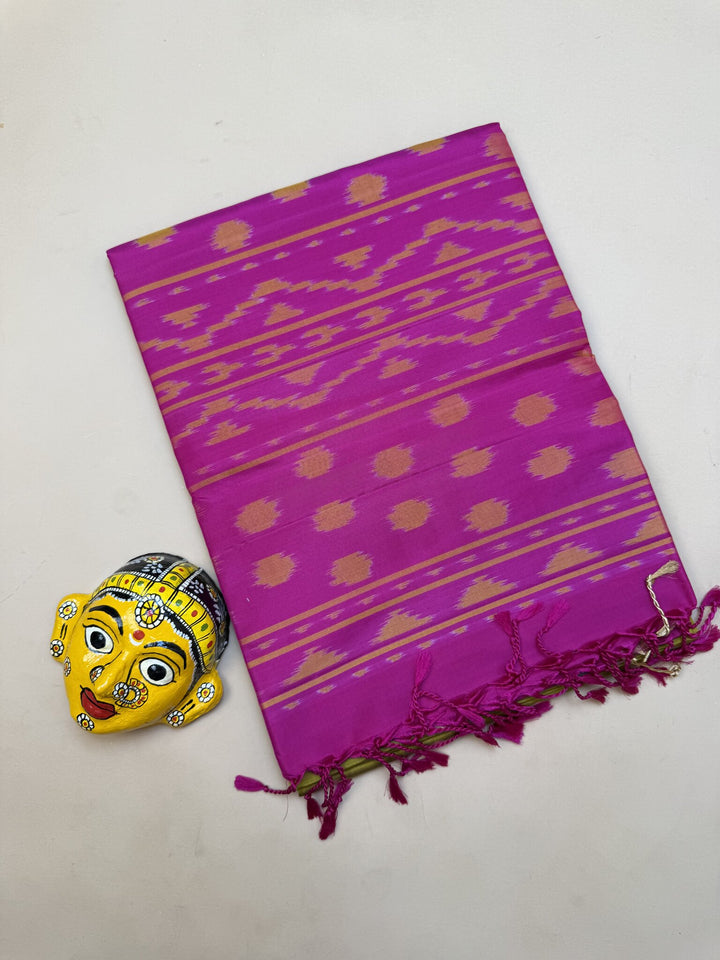 Pochampally Mehendi Green and Rani Pink Saree