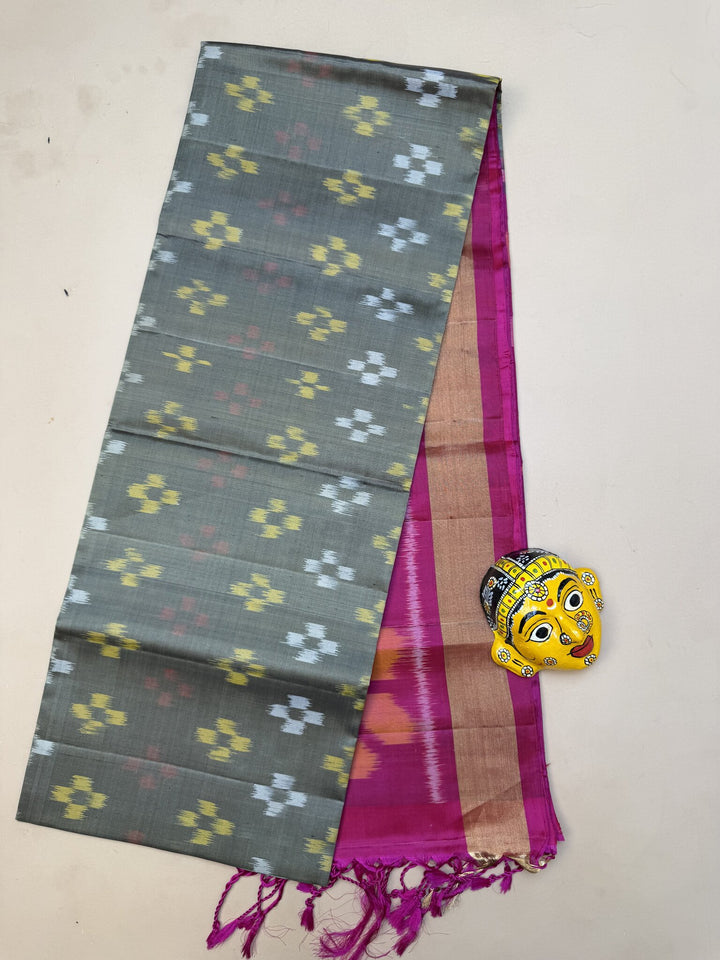 Pochampally Olive Green and Rani Pink Saree