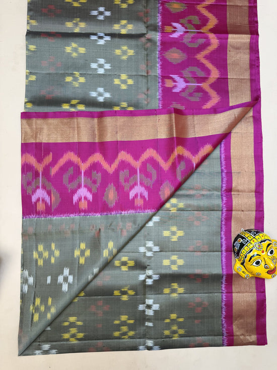 Pochampally Olive Green and Rani Pink Saree
