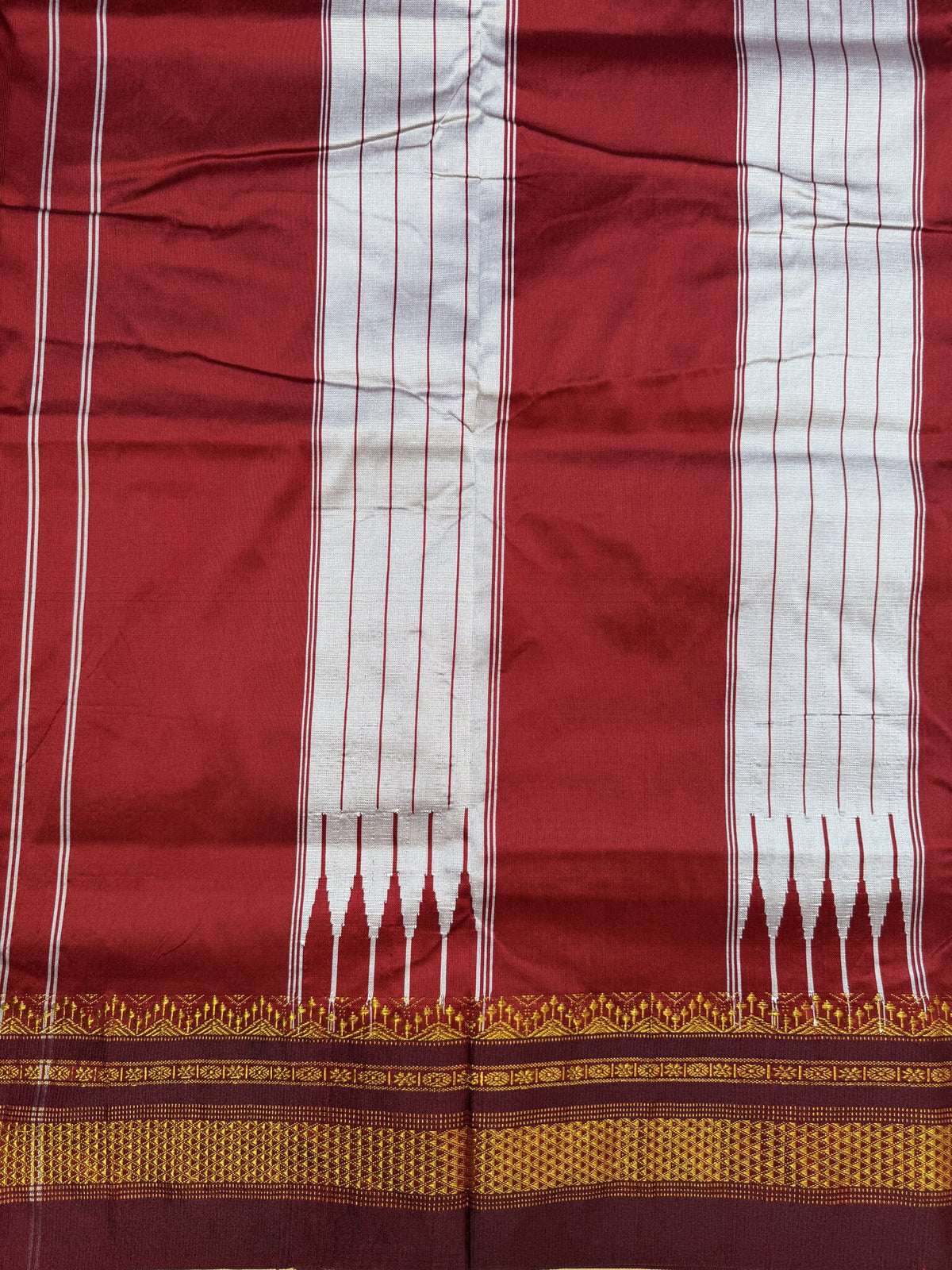 Coffee Brown & Maroon Tum Tum Check Saree