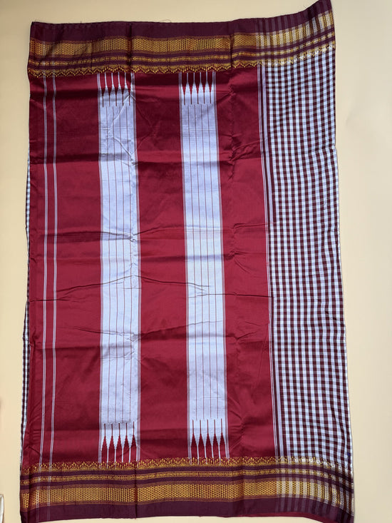 Coffee Brown & Maroon Tum Tum Check Saree